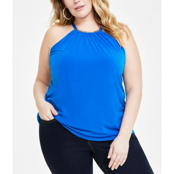 INC International Concepts Women's Hardware-Trim Halter Top Plus Size 2X
