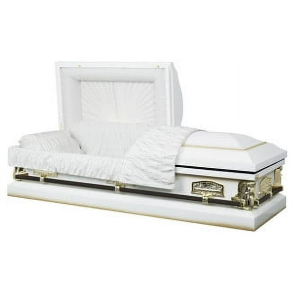 Overnight Caskets White Steel 81x 28 x 23.5 in Funeral Casket, Rectangular
