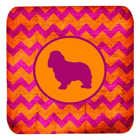 

Cavalier Spaniel Chevron Pink And Orange Foam Coasters Set Of 4