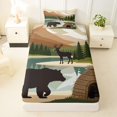 thumbnail image 3 of Manfei Wild Bear Twin Sheets,Vintage Animals Bedding,Brown,3-Piece,1 Fitted Sheet and 1 Pillowcase, 3 of 6