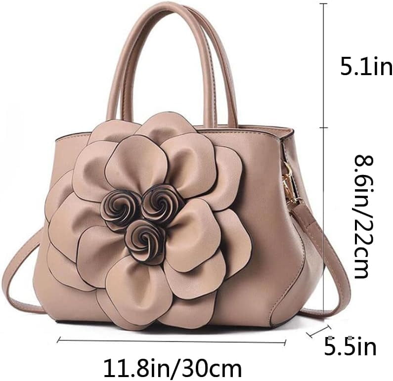 Kwuty Tote Top-handle Handbags for Women 3D Floral Purse PU Leather Hobo Crossbody Shoulder Bag Satchel
