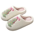 thumbnail image 5 of Daznico Women's Plush Slippers Non- Cozy Indoor Outdoor Bow Christmas Tree Design Warm House Shoes,Size:9, 5 of 9