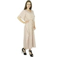 thumbnail image 4 of Bimba Women Long Maxi Gown Kaftan Floral Cotton Caftan Night Wear Coverup, 4 of 6