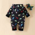 thumbnail image 6 of CaComMARK PI Baby Boy Clothes Winter Outfit Dinosaurs Hooded Jumpsuit Infant One Piece Romper Black 9 Months, 6 of 7