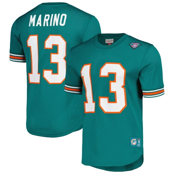 Men's Mitchell & Ness Dan Marino Aqua Miami Dolphins Retired Player Name & Number Mesh Top