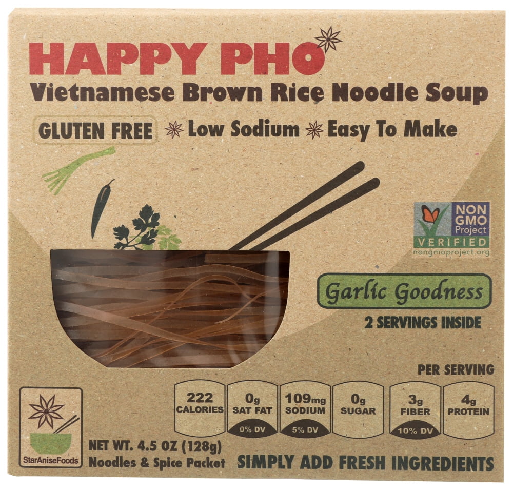 Star Anise Foods Happy Pho Brown Rice Noodle Soup Mix, Garlic Goodness, 4.5 oz