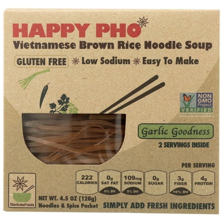 Star Anise Foods Happy Pho Brown Rice Noodle Soup Mix with Garlic, Gluten-Free 4.5 oz.