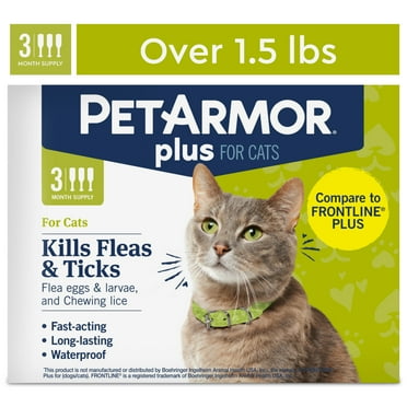PETARMOR Plus for Cats Over 1.5 lbs, Flea & Tick Prevention for Cats