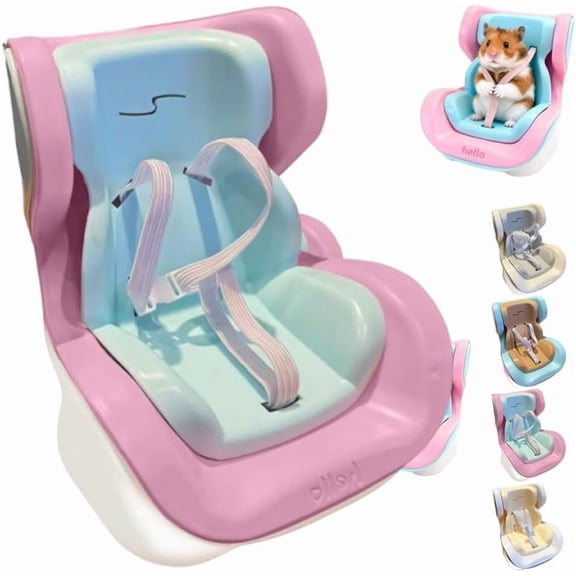 Hamster Car Seat, Road Trip Vehicle Pet Vent Clip Magnetic, Adjustable Leash Squirrel Booster Seats, Gerbils Feeding Sofa Carrier, Mini Doll Cars Seat Tray(Pink)