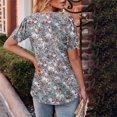 thumbnail image 6 of JTZGDY Floral Shirts for Women Elegant Summer Puff Short Sleeve Graphic T-Shirts Loose Fit Dressy Casual Tunic Blouse Trendy Flowy Ruched Pleated Tees Shirt Tops Gray#03 M, 6 of 8