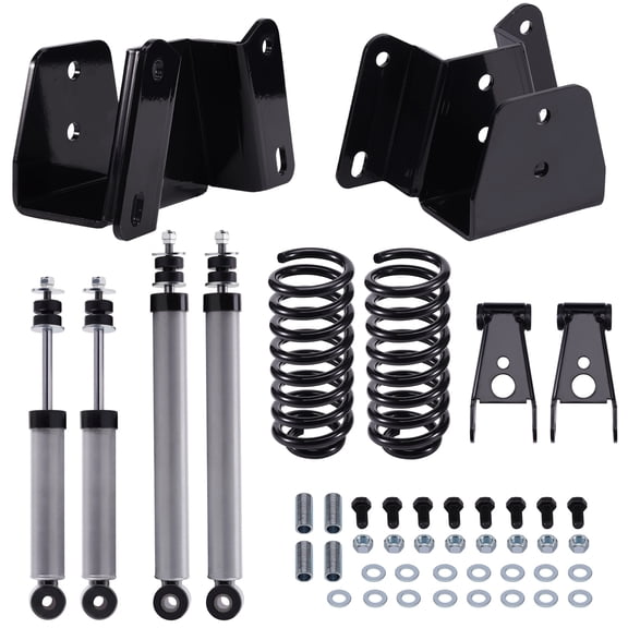 Maxpeedingrods 3" Drop Lowering Springs 4" Shackles Hangers Shocks Kit For Ford F100 F150 73-79