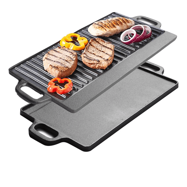 Plancha Grill De Hierro Fundido Reversible Hermosa Vida Xtellar negro