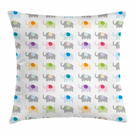 Nursery Throw Pillow Cushion Cover Cute Elephants In Various