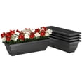 thumbnail image 1 of Black Window Box Planter Set - 5 Stackable Outdoor Flower Pots - 23" Rectangular Planters for Patio, Garden, Balcony & Windowsill - Durable PP Material, 1 of 7