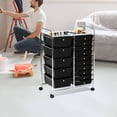 thumbnail image 4 of Carrito de almacenamiento rodante COSTWAY, 15 cajones, marco de metal negro, 4 of 9