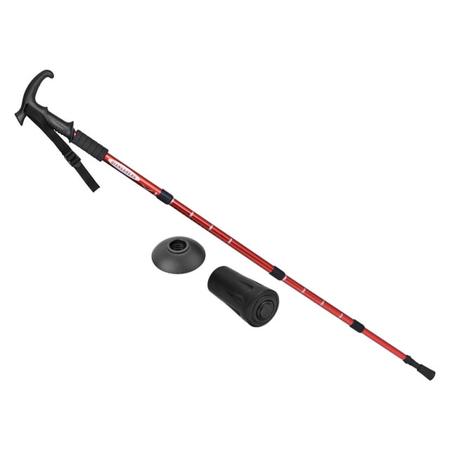 Unique Bargains Bâtons de Randonnée Télescopiques Pliables 43 Pouces Poignée en T, Rouge