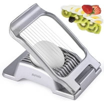 MaPinKa Egg Slicer for Hard Boiled Eggs - Heavy Duty Aluminum Cutter with Stainless Steel Wires for Perfect Slices of Egg, Strawberry and Soft Fruits - Dishwasher Safe (Silvery)