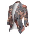 thumbnail image 2 of Women's Casual Printed Three Quarter Sleeve Open Front Notch Lapel Cardigan Style Work Coat, 2 of 6
