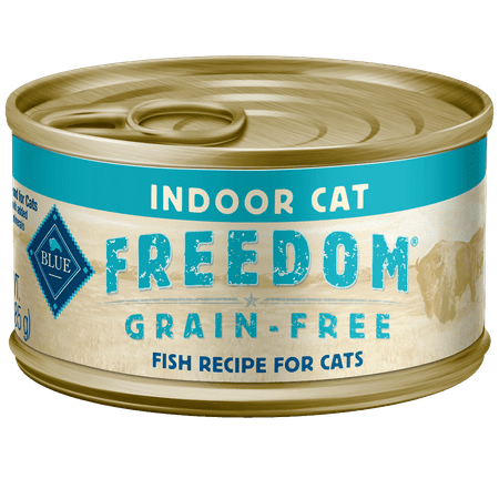 Blue Buffalo Freedom Grain Free Natural Adult Pate Wet Cat Food, Indoor Fish 3-oz cans