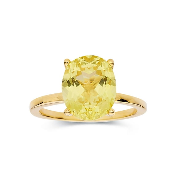 Lab Grown Canary Yellow Sapphire Oval Shaped Solitaire Ring For Women in 18K Yellow Gold Plated Sterling Silver Ring