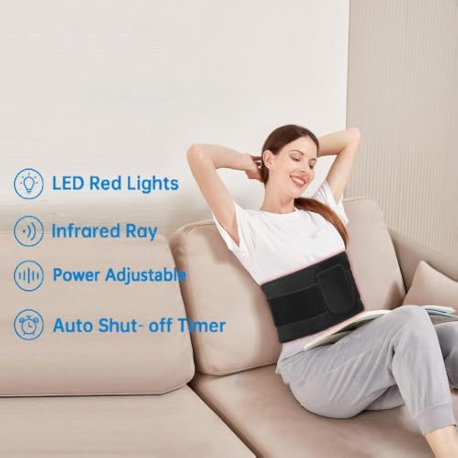 Lumalean Pro Slimming Belt, Lumalean Pro - Adjustable Cordless Belt, Tighten Loose Skin and Firm Your Waist, Soothes Post-Workout Aches and Tightness, for Waist, Thigh, Arms Etc (Black)