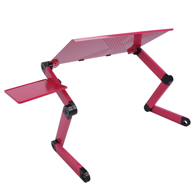 Support d'Ordinateur Portable Portable Réglable, Base Rotative à 360° Ergonomique Pliable avec Plaque Souris, Design Creux, Stabilité Améliorée, Pliable, pour Bureau, Support d'Ordinateur Pivotant