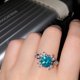 thumbnail image 1 of Anillo de diamantes azules y verdes Mosan de Maldivas Anillo de la mitad de la montaña Starlight Queen, 1 of 6