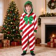 thumbnail image 2 of AWZXDE Boys Printed Jumpsuits Hooded Candy Cane Style One Piece Outfit Zip Front With Front Pockets For Christmas Party Family Photo And Festive Home Gatherings, 2 of 5
