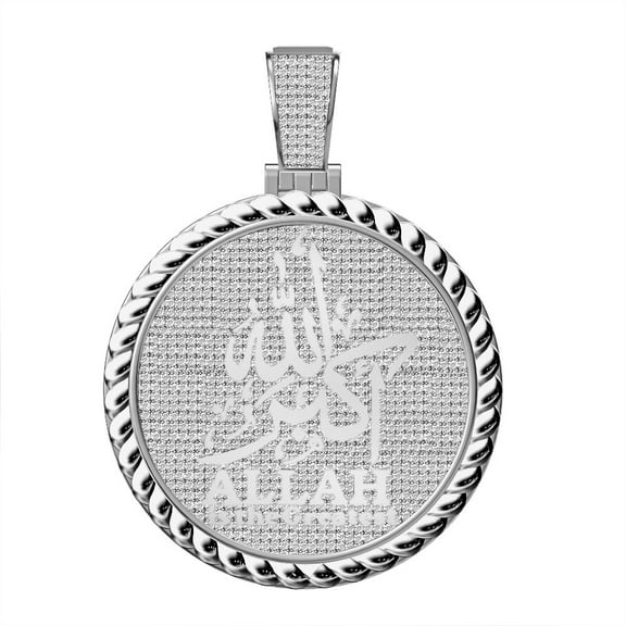 Real 2.00 Cwt. VVS1 MOISSANITE Diamond Allahu Akbar Muslim Allah Charm Pendant
