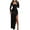 Black, variant on Fesfesfes Women Gowns Elegant Casual Solid Color Wrapped Hip Long Sleeve Dress Tops on