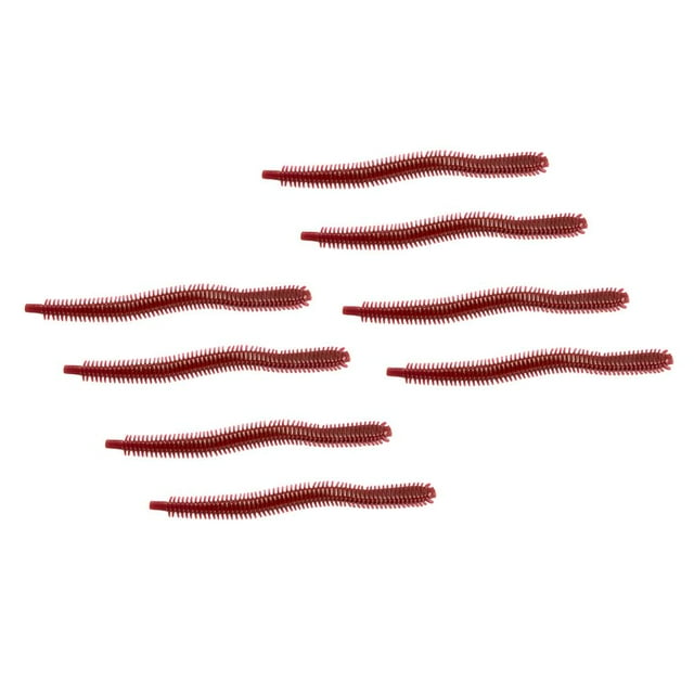 8pcs Lifelike Ribbed Soft Worm Fishing Artificial Grub Head Baits Color 607