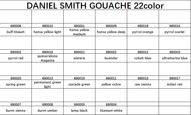 Daniel Smith Extra Fine Gouache  Handmade 22 color 1ml iron box with color card