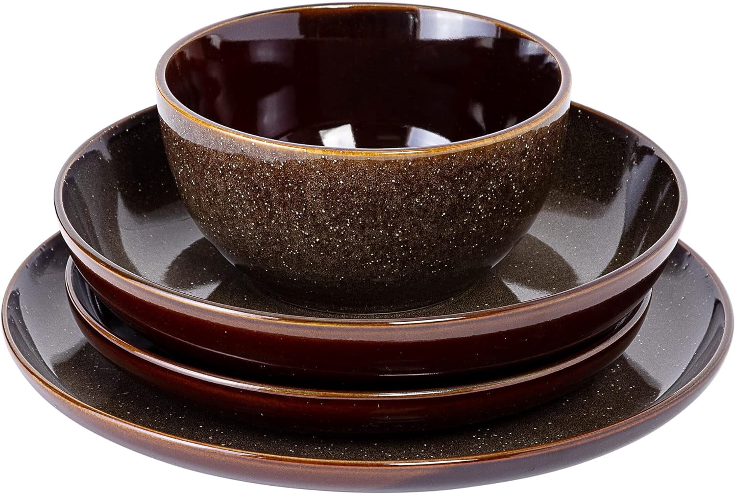 Gibson Elite Edwina Reactive Stoneware Dinner Bowls, Set of Four, Durable and Microwave Safe