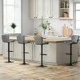thumbnail image 4 of Walsunny Adjustable Bar Stools Set of 4 Leather Upholstered Swivel Counter Stools Counter Height Bar Stools with Large Base, Room Bar, Grey, 4 of 6