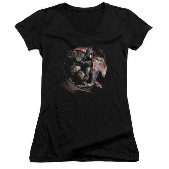 Batman Arkham City Blood Moon Junior Women's T-Shirt V-Neck Black