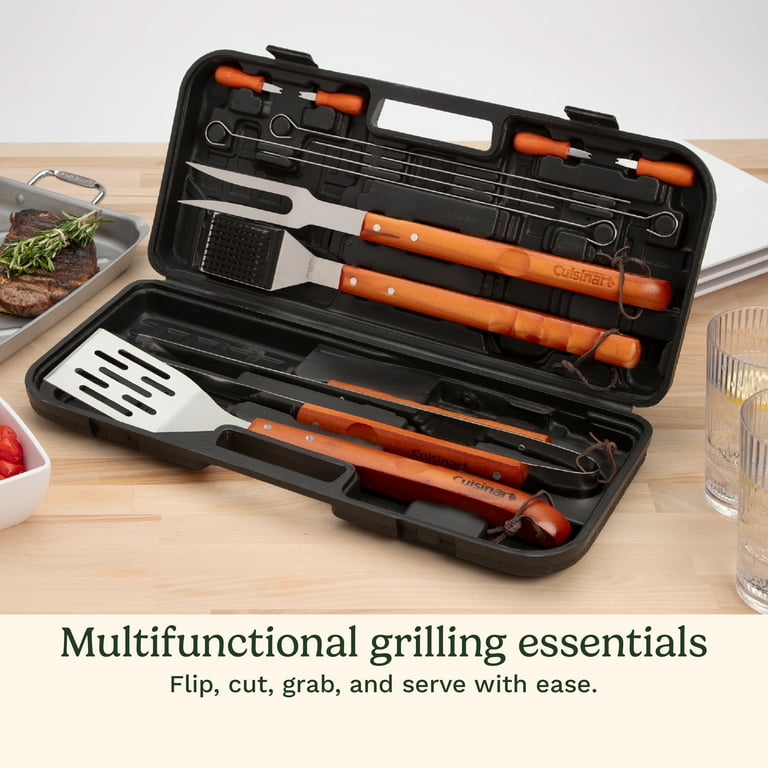 Cuisinart 13-Piece Wooden Grill Tool Set, BBQ Accessories and