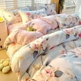 thumbnail image 5 of BlessLiving 3Pcs Duvet Cover Set for Adult Twin Size Blue Bedding Set Pink Flower Comforter Cover Set, 5 of 7