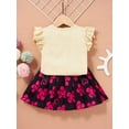 thumbnail image 2 of Newborn Set Round Neck Flying Sleeve T-shirt Printed Pleated Skirt Baby 2Pcs Set, 2 of 6