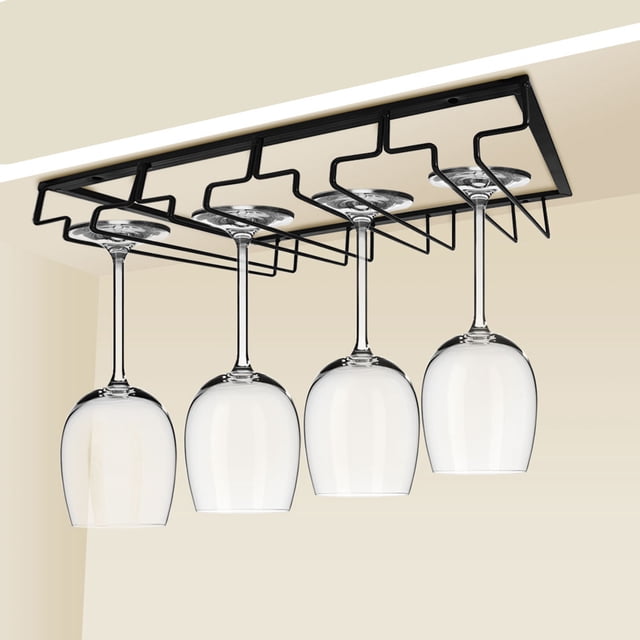 Estante de Almacenamiento para Copas de Vino, Organizador, Soporte de suspensión, Hierro de, Duradero, Para El Hogar, Cocina y Bar, color negro