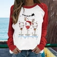 thumbnail image 1 of Pntutb Mujer Primavera Patchwork Navidad Impreso Manga Larga Cuello Redondo Casual Tee tops Pntutb Pntutb-5778, 1 of 7