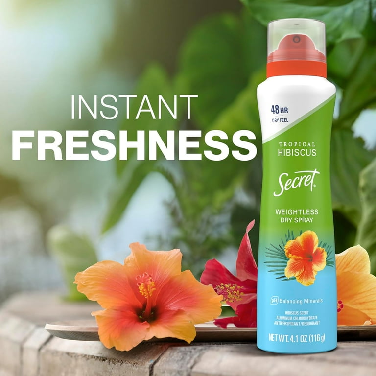 Secret Deodorant Dry Spray Tropical Hibiscus 4.1oz (Pack of 3