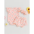 thumbnail image 3 of Bagilaanoe 3pcs Newborn Baby Girl Shorts Set Fly Sleeve Daisy Print T Shirt Tops + Shorts + Headband 3M 6M 12M 18M Infant Casual Summer Clothes, 3 of 8