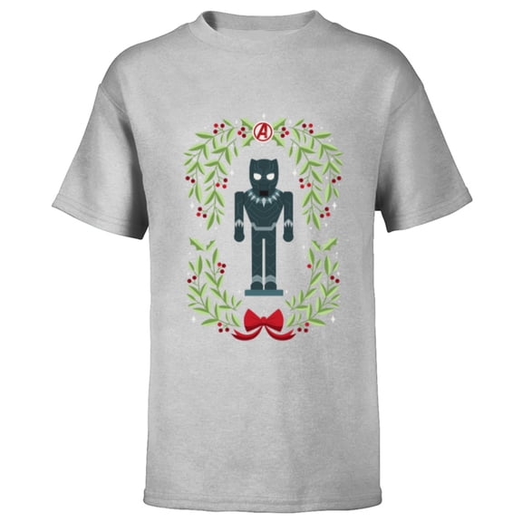 Marvel Holiday Christmas Avengers Black Panther Nutcracker - Short Sleeve T-Shirt for Kids - Customized-Athletic Heather