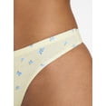 thumbnail image 3 of No Boundaries Women's Thong Panty Cotton, 1-pack, Sizes XS-XXXL, 3 of 4