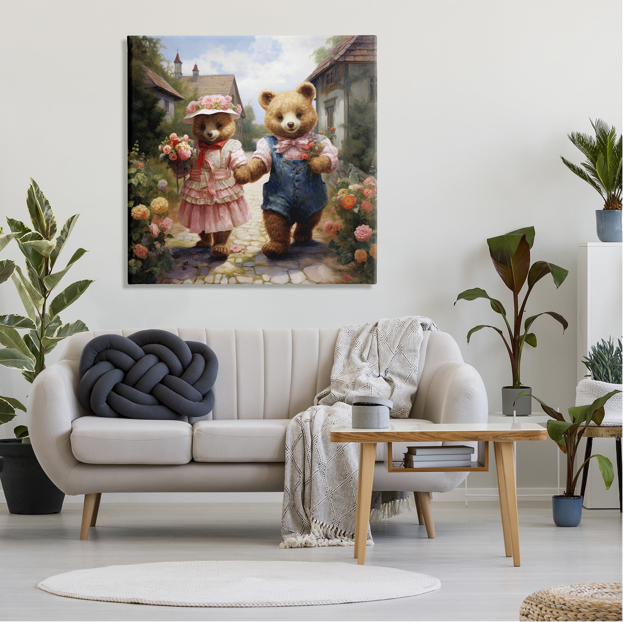 Stupell Industries Romantic Bear Couple Animals & Insects Painting Gallery Wrapped Canvas Art Print Wall Art, 36 x 36