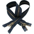 thumbnail image 3 of YKK #10 Extra Heavy Duty Antique Brass Navy Parka"2-Way" Dual Separating Jacket Zipper - Color: Navy #560 - Made in The United States (1 Zipper Per Pack), 3 of 3