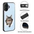 thumbnail image 2 of WIRESTER Shockproof Soft Rubber Cover Case for Apple iPhone 16 Plus 6.7" 2024, Brown Tabby Cat Spying On Light Blue Background, 2 of 5
