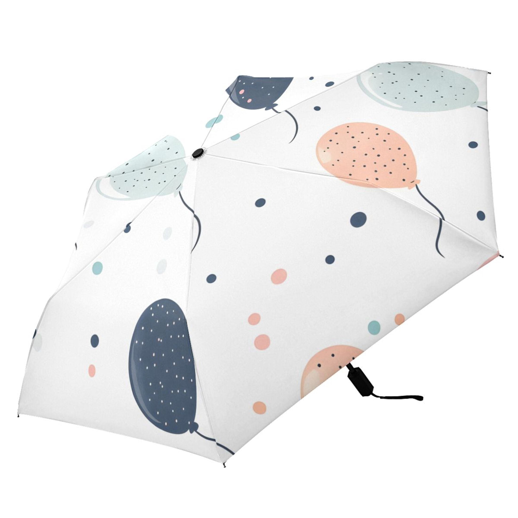 ALAZA Balloons Polka Dot UPF 50+ Compact Folding Umbrella for Rain Travel Umbrella Packable