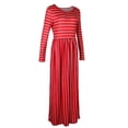 thumbnail image 4 of Vestido maxi Hugo a rayas de Manga Larga Mujer Casual Red M, 4 of 10