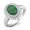 thumbnail image 2 of 2.42 Cts Oval Emerald Solitaire 925 Sterling Silver Halo Engagement Women Valentines Day Gifts Ring, 2 of 3